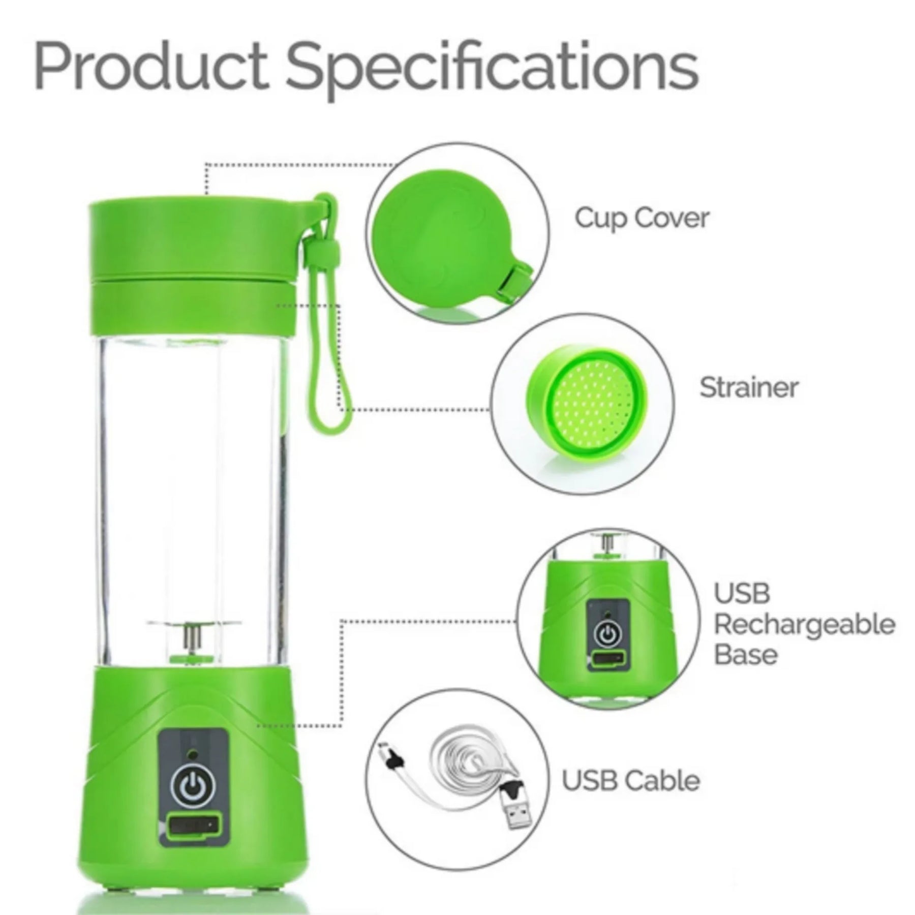 6-Blade Portable Electric Blender & Mini Juicer