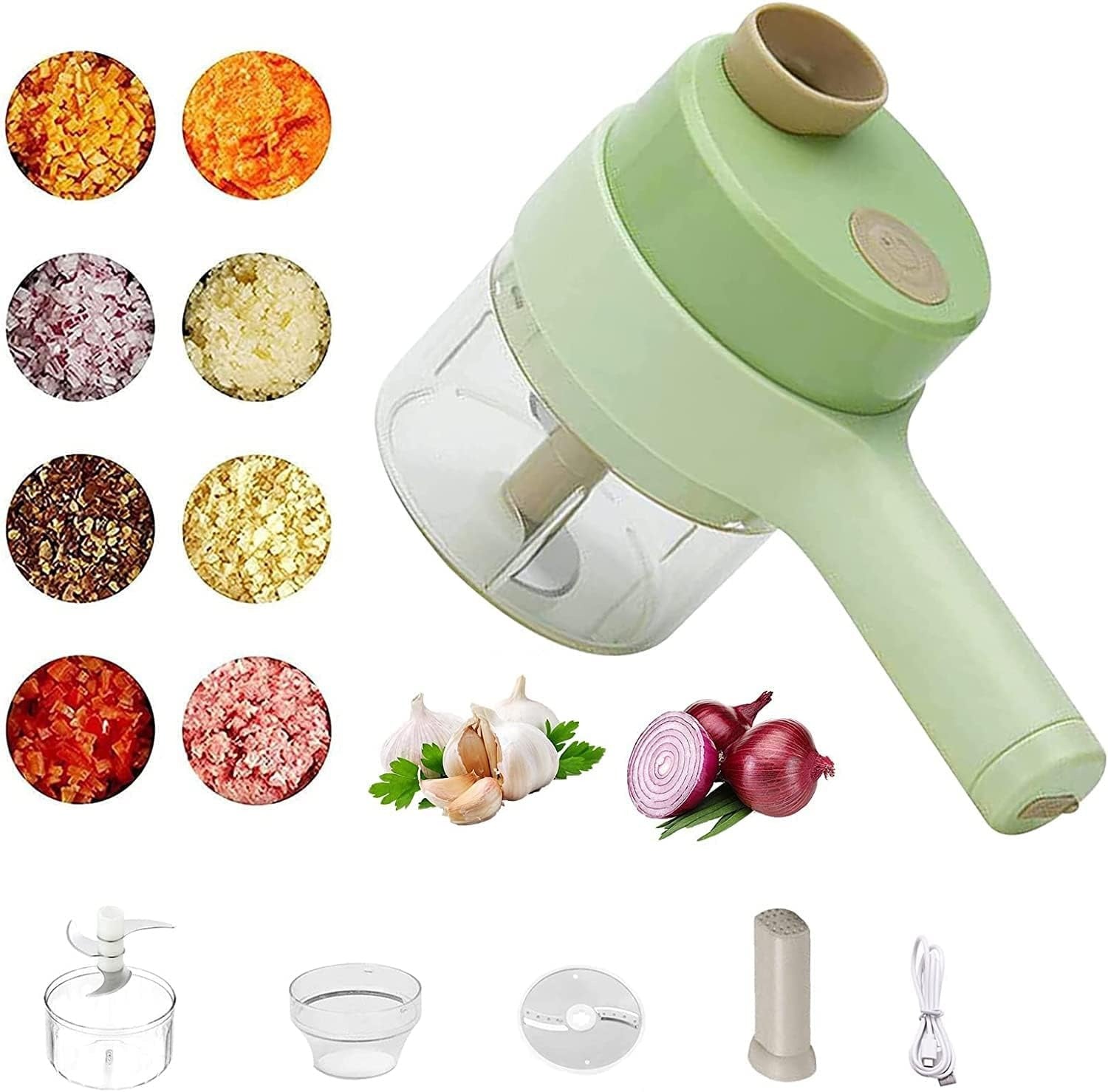 Handheld Vegetable Cutter 4 in 1 Electric Chopper