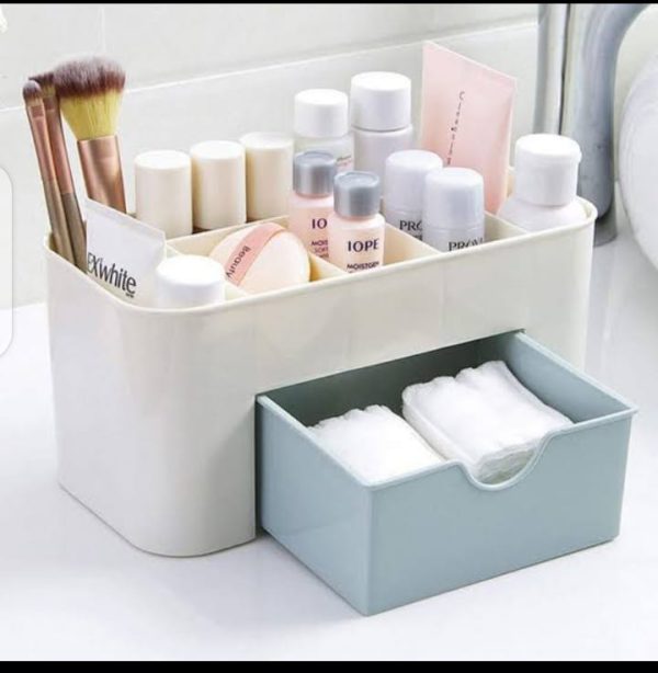 Compact Plastic Makeup Storage Box with Drawer